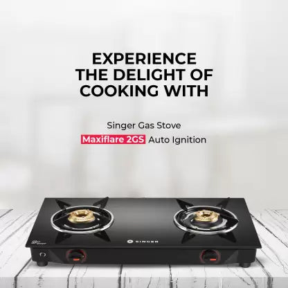 Singer SGS MF2GSAIBE Glass, Stainless Steel Automatic Gas Stove  (2 Burners) Singer SGS MF2GSAIBE Glass, Stainless Steel Automatic Gas Stove  (2 Burners)